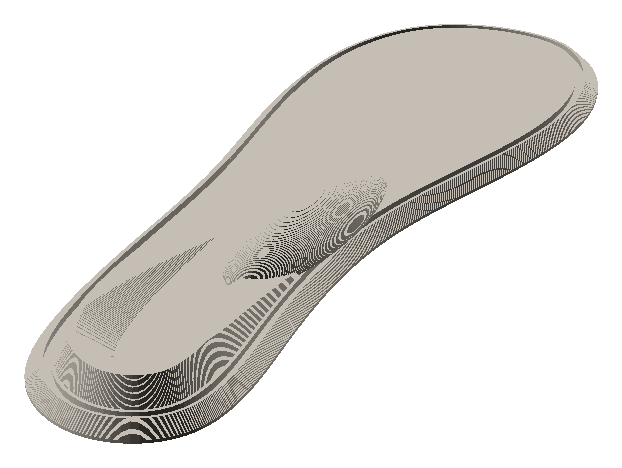 Left-foot build of the same insert — handedness is a parameter in the CAD, not a separate file